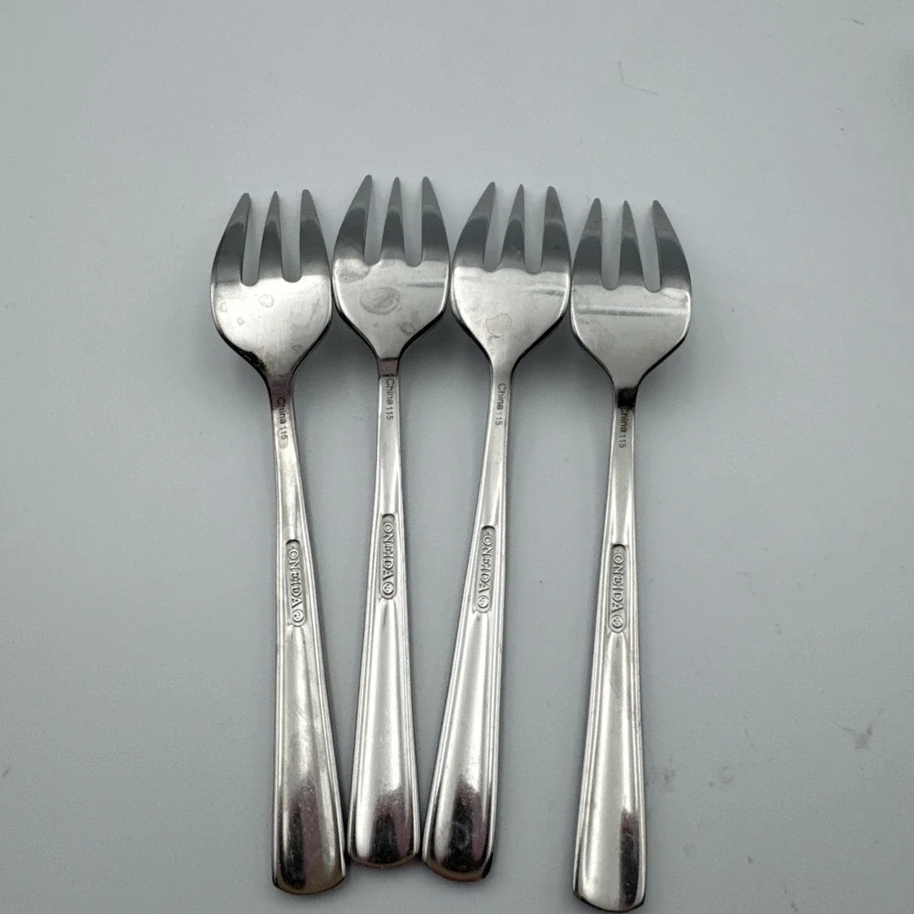 ONEIDA Aptitude Shrimp Cocktail Fork 4pc Set Silver Stainless Steel Solid Handle